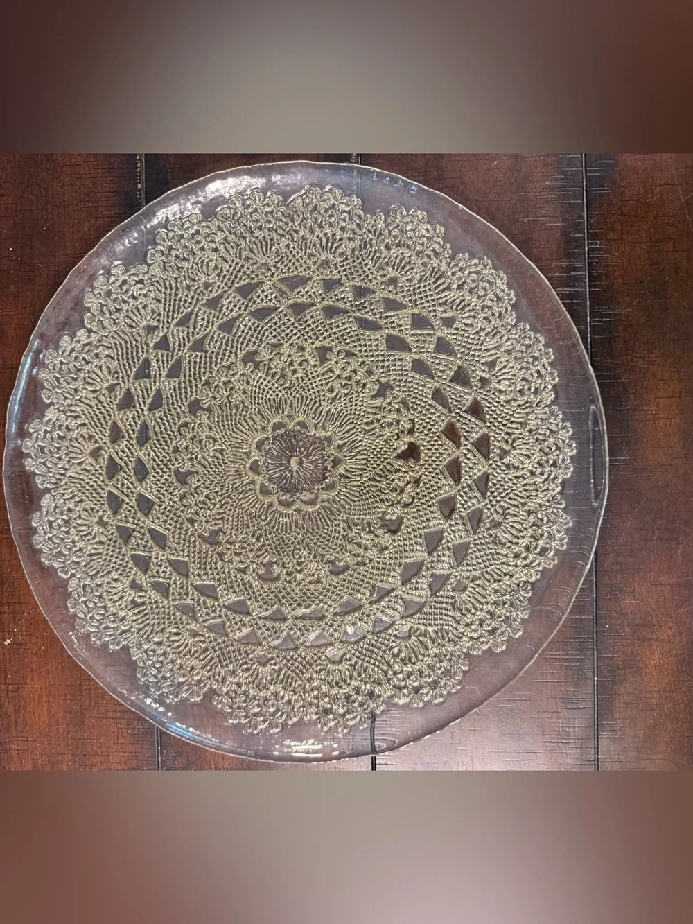 #Gold #Crochet-Style #Glass #Platter